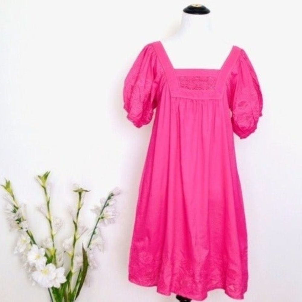 NEW! Calypso Christiane Celle Embroidered Dress Pink SZ S